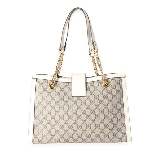 Gucci GG Supreme & White Leather Medium Padlock Shoulder Bag - Picture 3 of 7